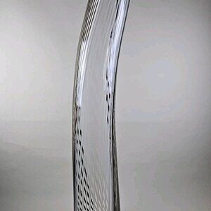 Dino Martens Murano Glass 20" Striped Curved  Vase Vtg 1960's Blk & White
